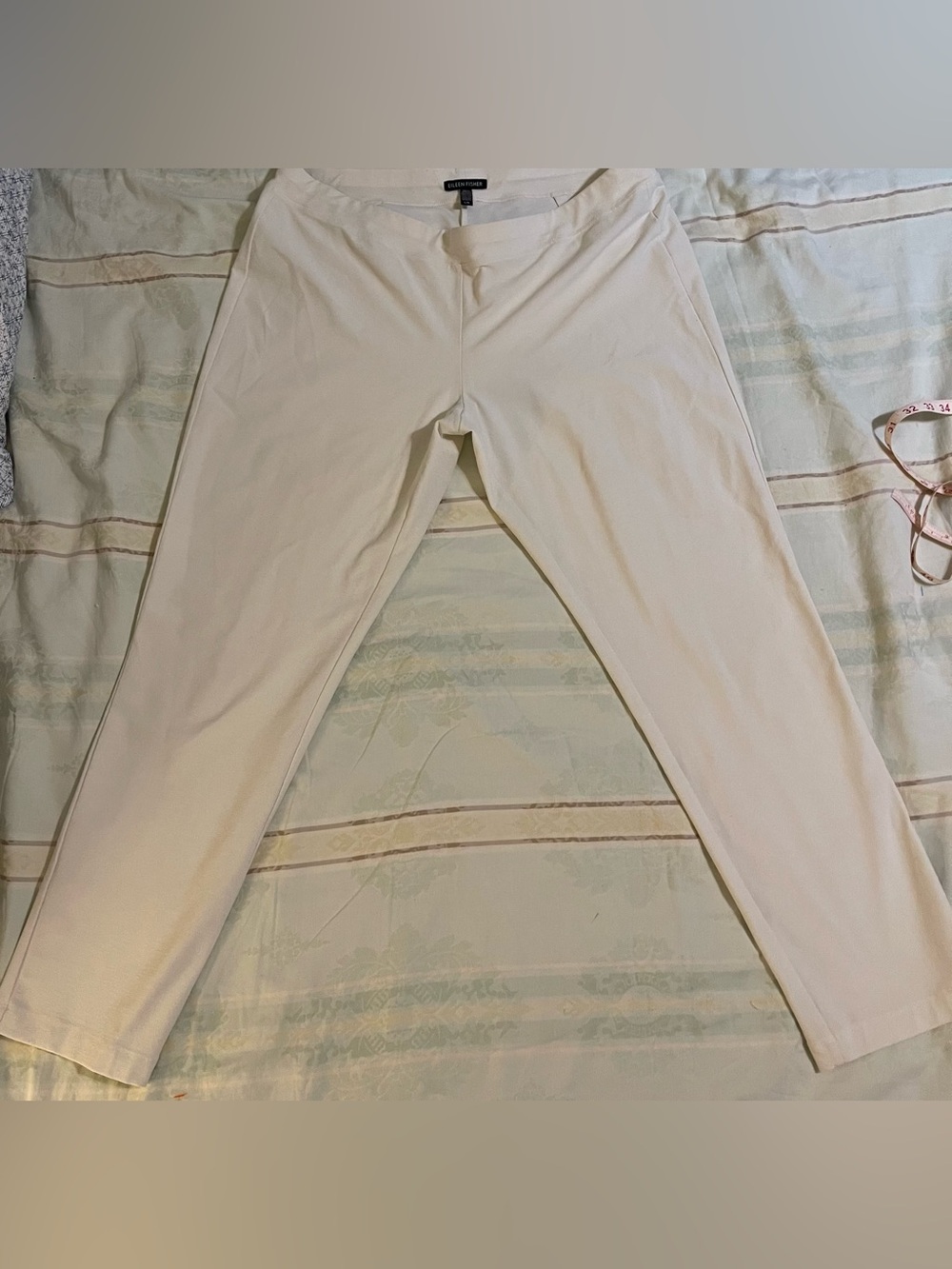 Eileen Fisher EUC Cream Women’s Straight Leg Pants Viscose, Nylon, Spandex L